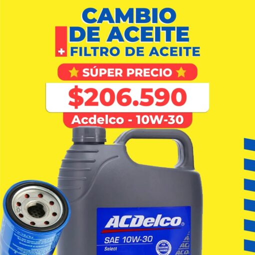 ACEITE ACDELCO 10W30 CUARTO + FILTRO ACEITE 2781